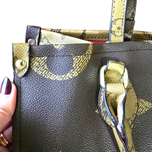 Brown and Dark Brown Structured Tote Bag with Monogram Print - Picture 14 of 14